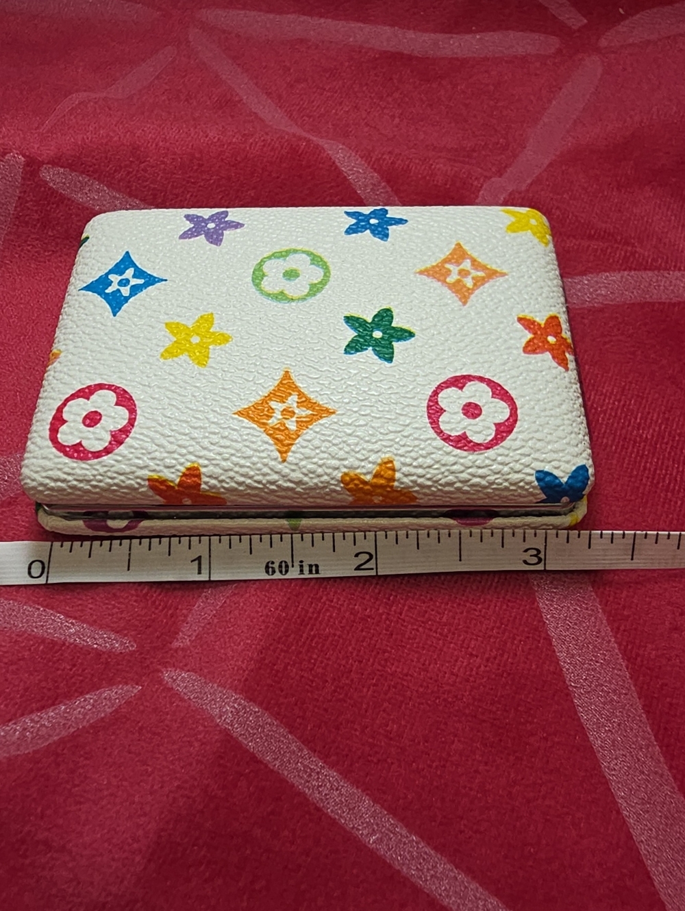 Multicolor Monogram Pattern Compact Mirror - Picture 5 of 9